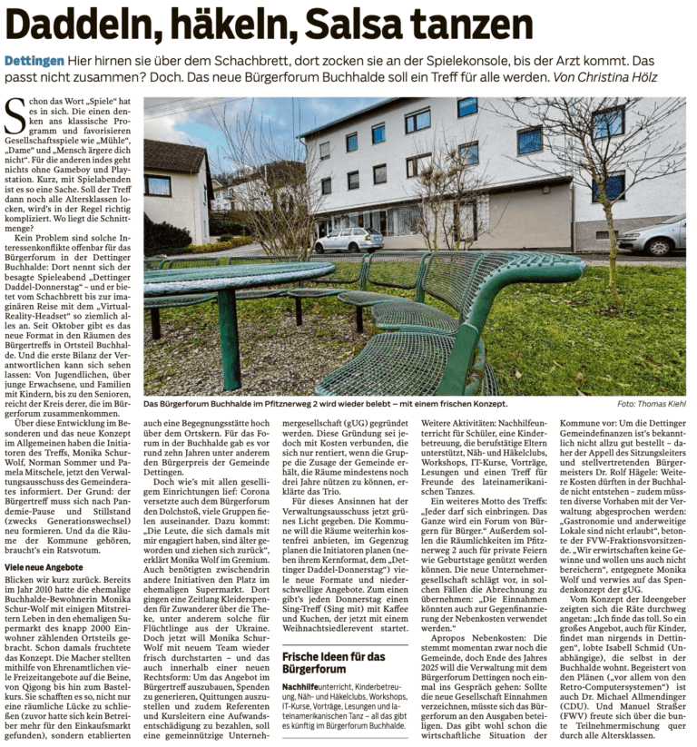 Das Bürgerforum in der Südwest Presse