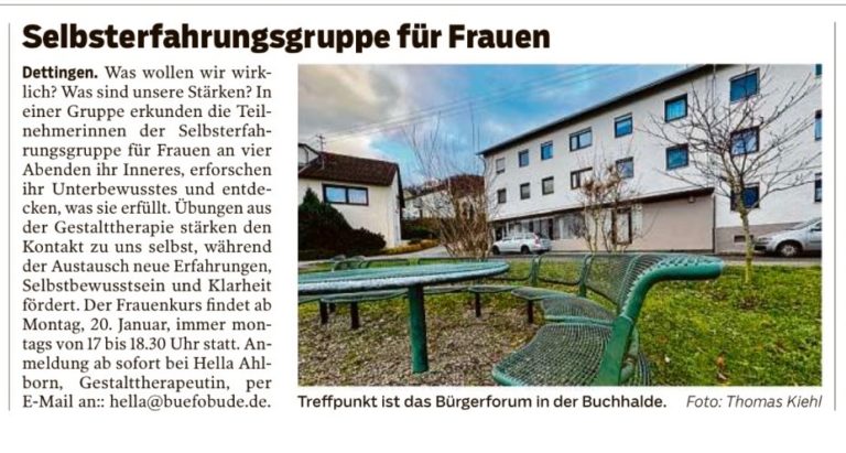 Selbsterfahrungsgruppe für Frauen im Bürgerforum Buchhalde Dettingen