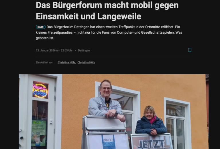Südwestpresse berichtet über das Bürgerforum Buchhalde Dettingen
